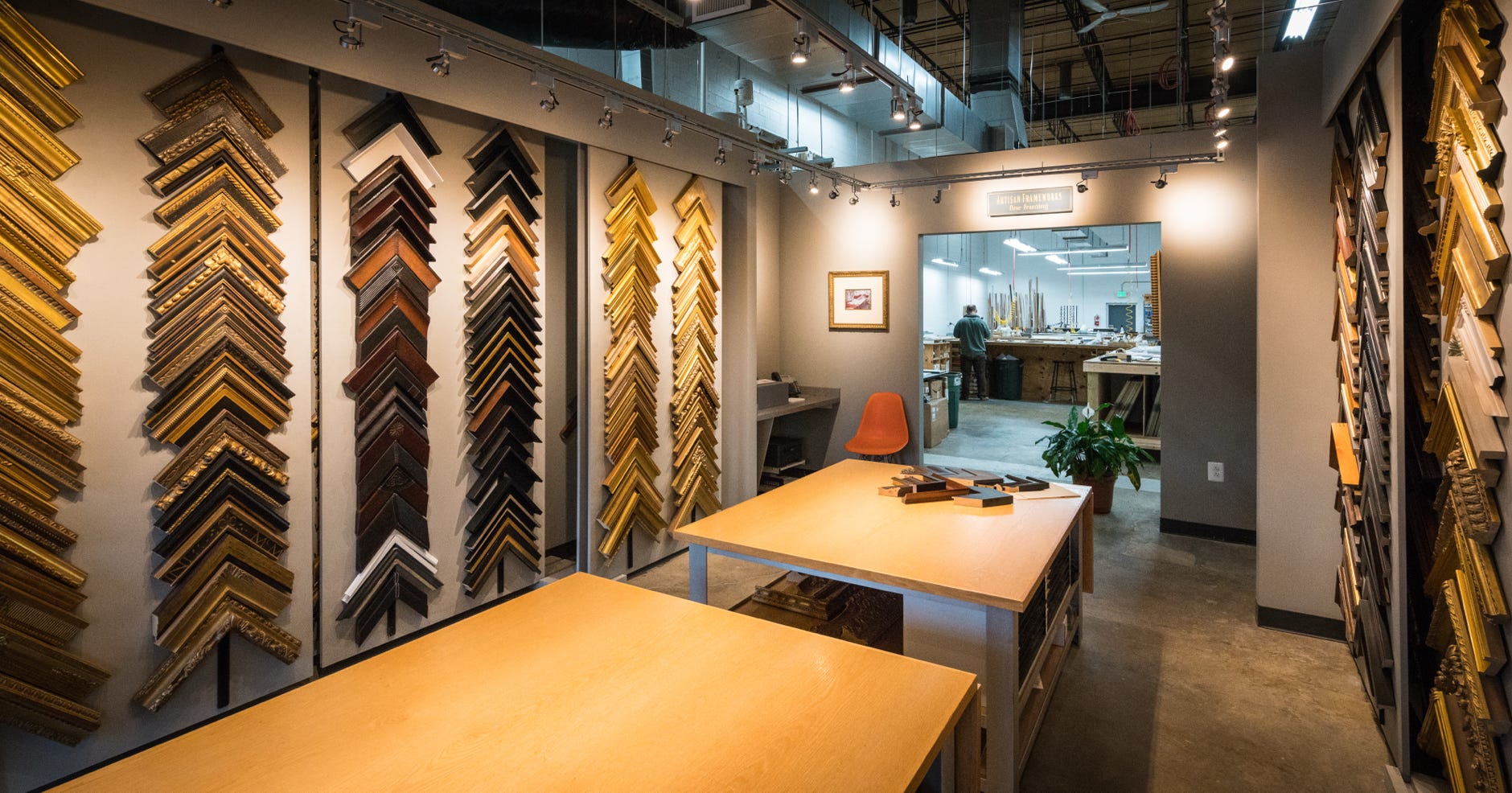 Photograph of Artisan Frameworks retail design space.
